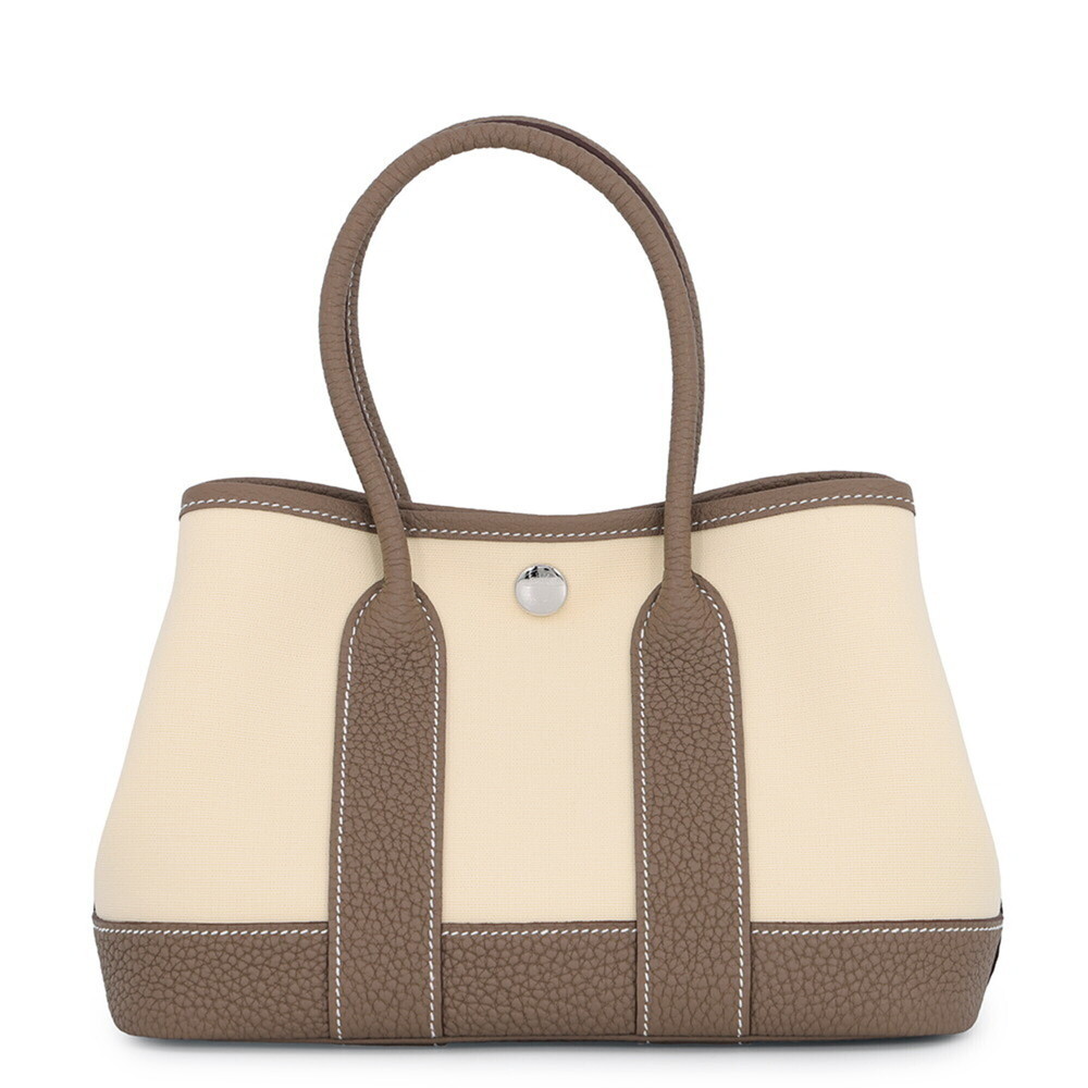 Hermes Neo Garden 23 Tote Bag, Etoupe Vanilla Toile Officier Negonda, G Stamp...